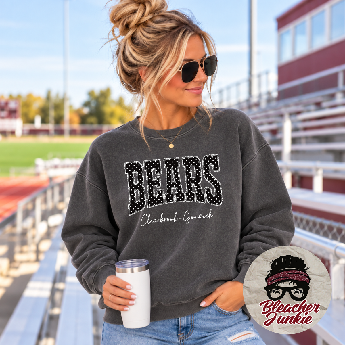 Clearbrook-Gonvick Bears Polka Dot Crewneck Sweatshirt | Comfort Colors 1566
