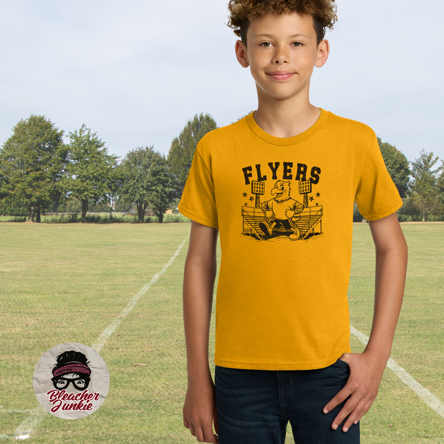 Youth Flyers Bleacher Shirt – High School Mascot Spirit Wear Tee