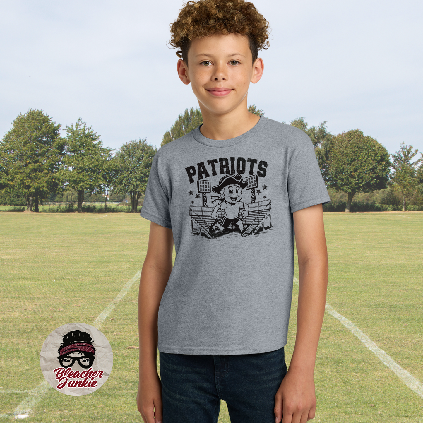 Youth Patriots Bleacher Shirt – High School Mascot Spirit Wear Tee