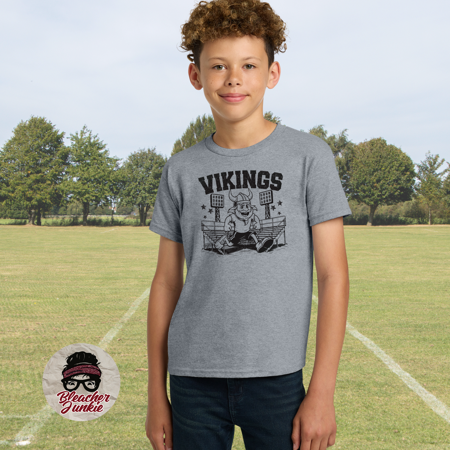 Youth Vikings Bleacher Shirt – High School Mascot Spirit Wear Tee