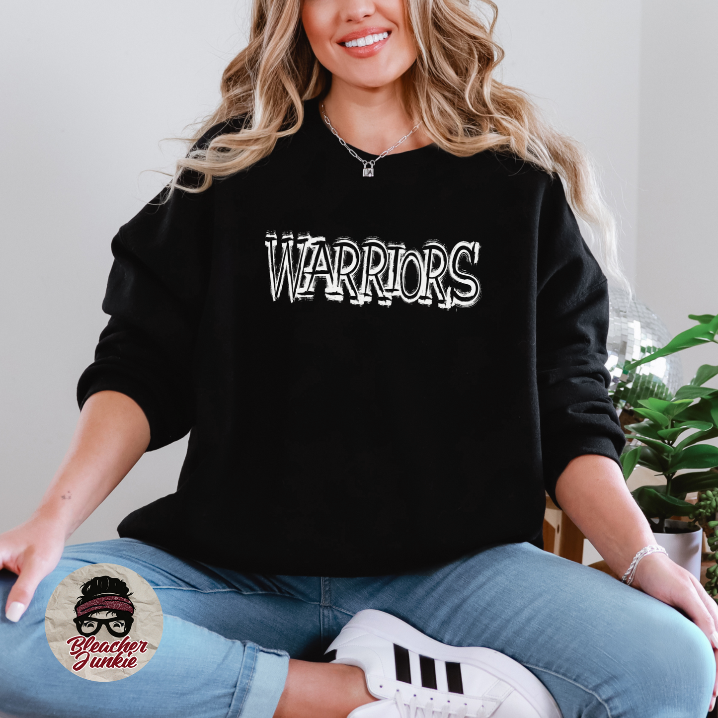 Scratched WARRIORS Mascot Shirt, Crewneck, or Hoodie | Bella Canvas 3001CVC Tee, 3901 Sweatshirt, 3719 Hoodie | School Spirit Wear for Game Day