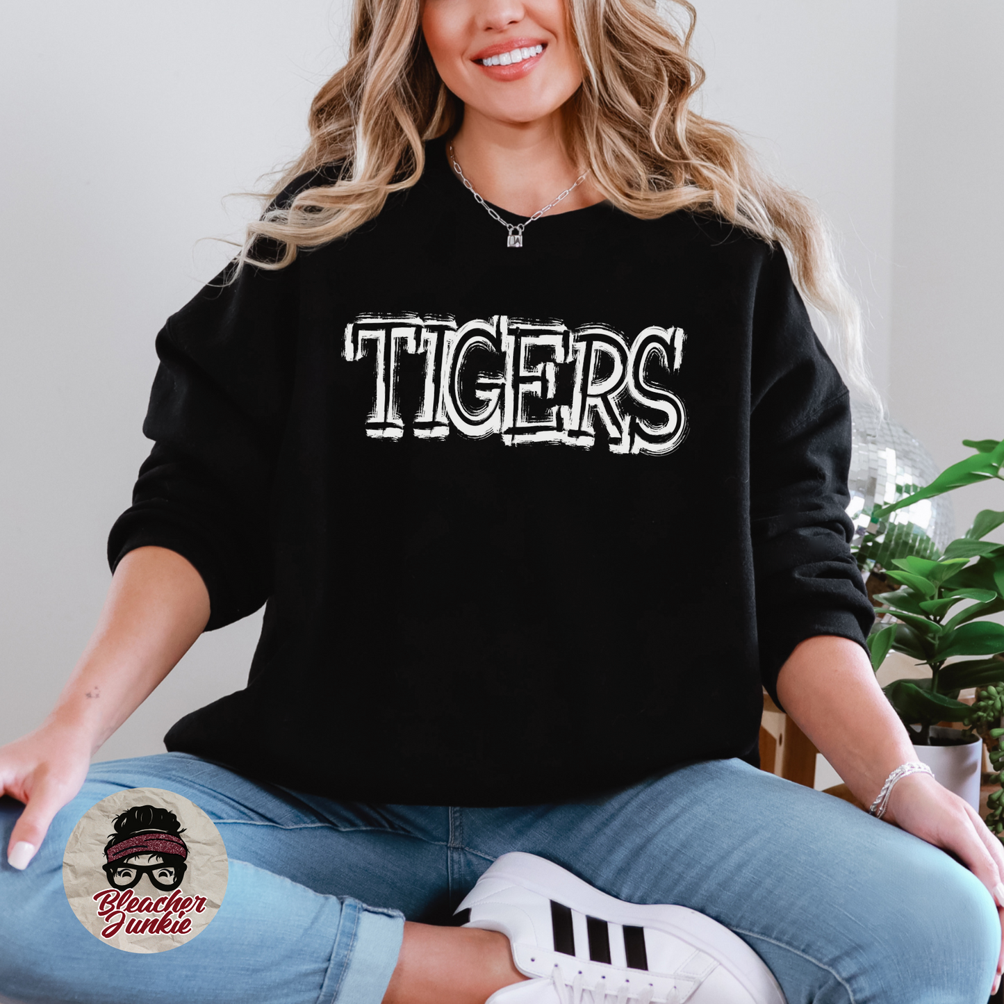 Scratched TIGERS Mascot Shirt, Crewneck, or Hoodie | Bella Canvas 3001CVC Tee, 3901 Sweatshirt, 3719 Hoodie | School Spirit Wear for Game Day