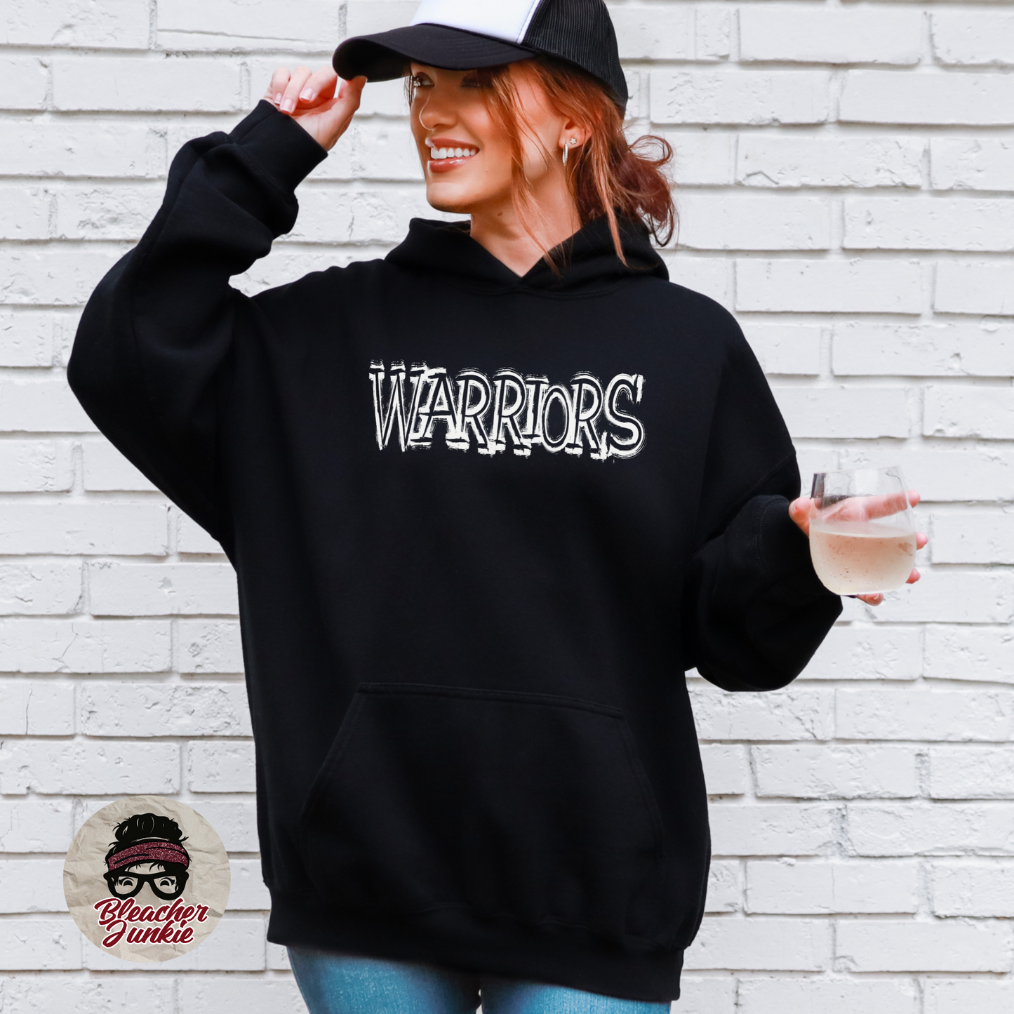 Scratched WARRIORS Mascot Shirt, Crewneck, or Hoodie | Bella Canvas 3001CVC Tee, 3901 Sweatshirt, 3719 Hoodie | School Spirit Wear for Game Day