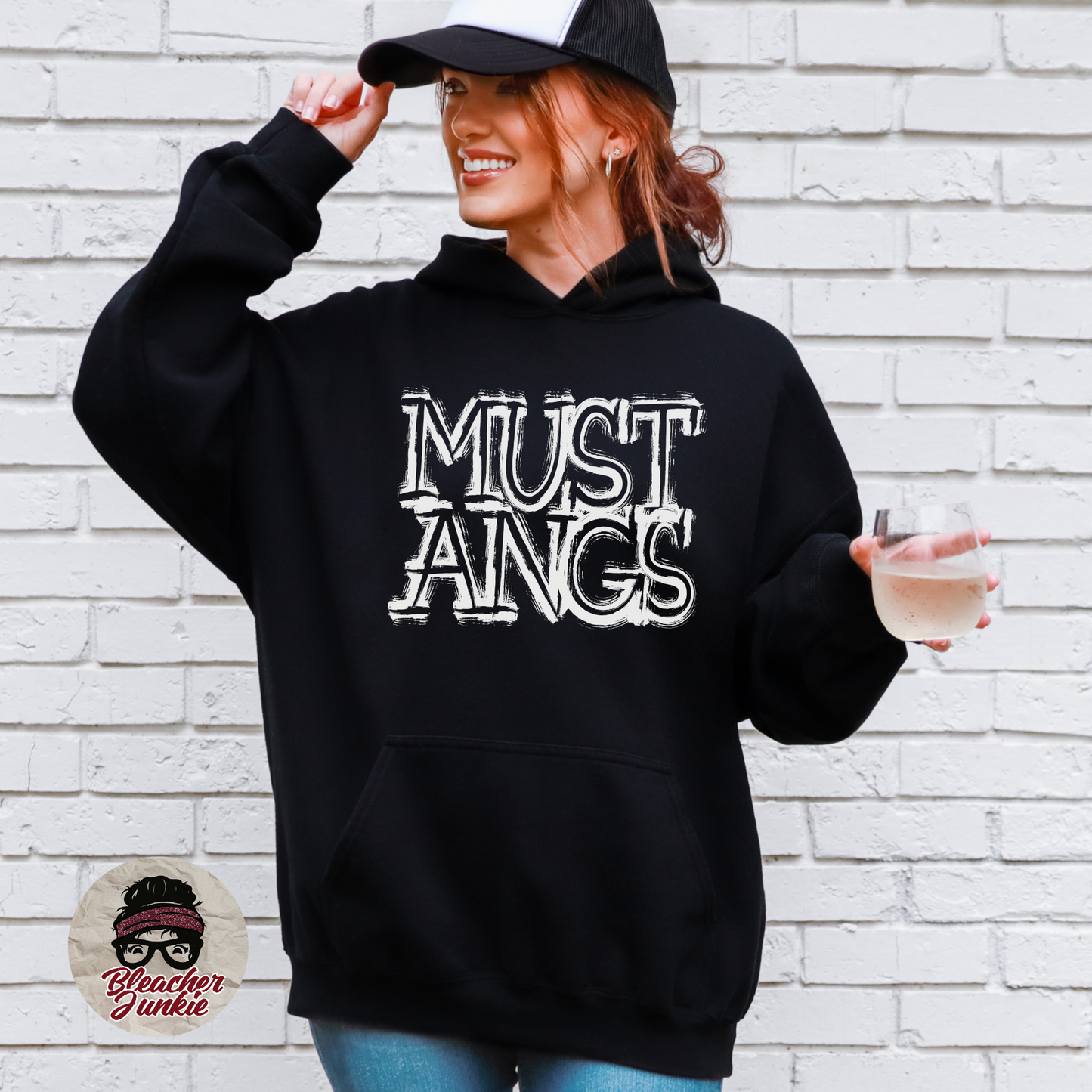 Scratched MUSTANGS Mascot Shirt, Crewneck, or Hoodie | Bella Canvas 3001CVC Tee, 3901 Sweatshirt, 3719 Hoodie | School Spirit Wear for Game Day