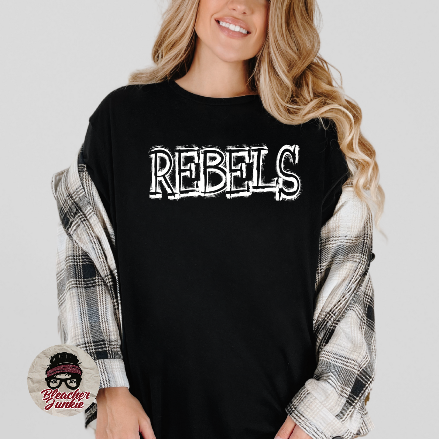 Scratched REBELS Mascot Shirt, Crewneck, or Hoodie | Bella Canvas 3001CVC Tee, 3901 Sweatshirt, 3719 Hoodie | School Spirit Wear for Game Day