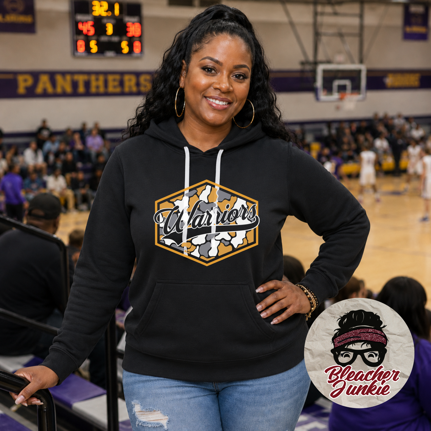 Yellow Warriors Camo Spirit Wear | Bella+Canvas T-Shirt or Hoodie | Warriors Game Day Apparel