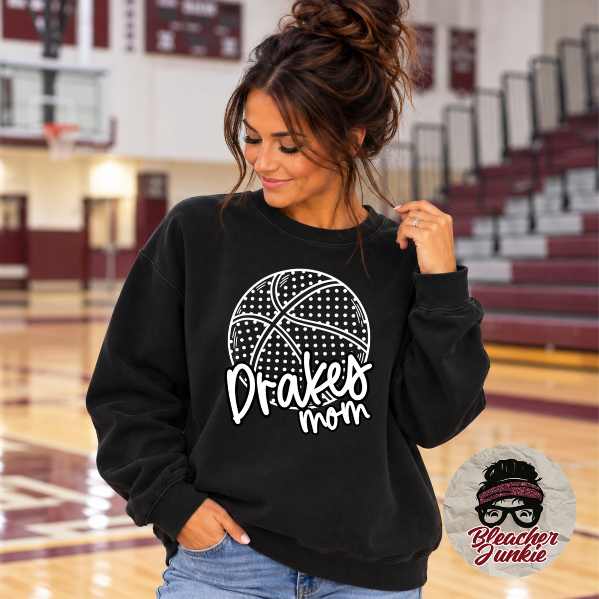 Drakes Basketball Crewneck Sweatshirt | Drakes Mom Spirit Wear | PC78