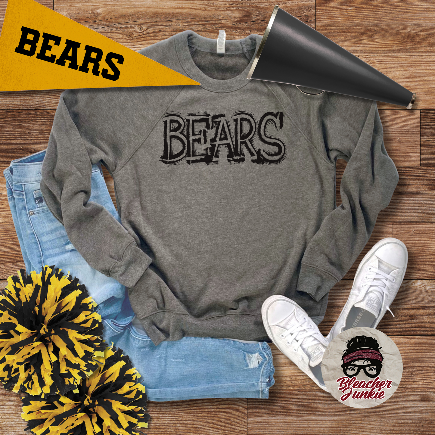 Scratched Bears Mascot Shirt, Crewneck, or Hoodie | Bella Canvas 3001CVC Tee, 3901 Sweatshirt, 3719 Hoodie | School Spirit Wear for Game Day