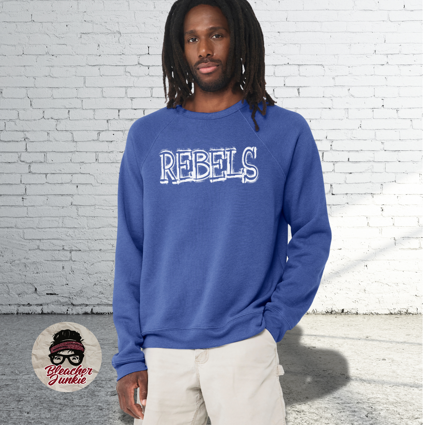 Scratched REBELS Mascot Shirt, Crewneck, or Hoodie | Bella Canvas 3001CVC Tee, 3901 Sweatshirt, 3719 Hoodie | School Spirit Wear for Game Day
