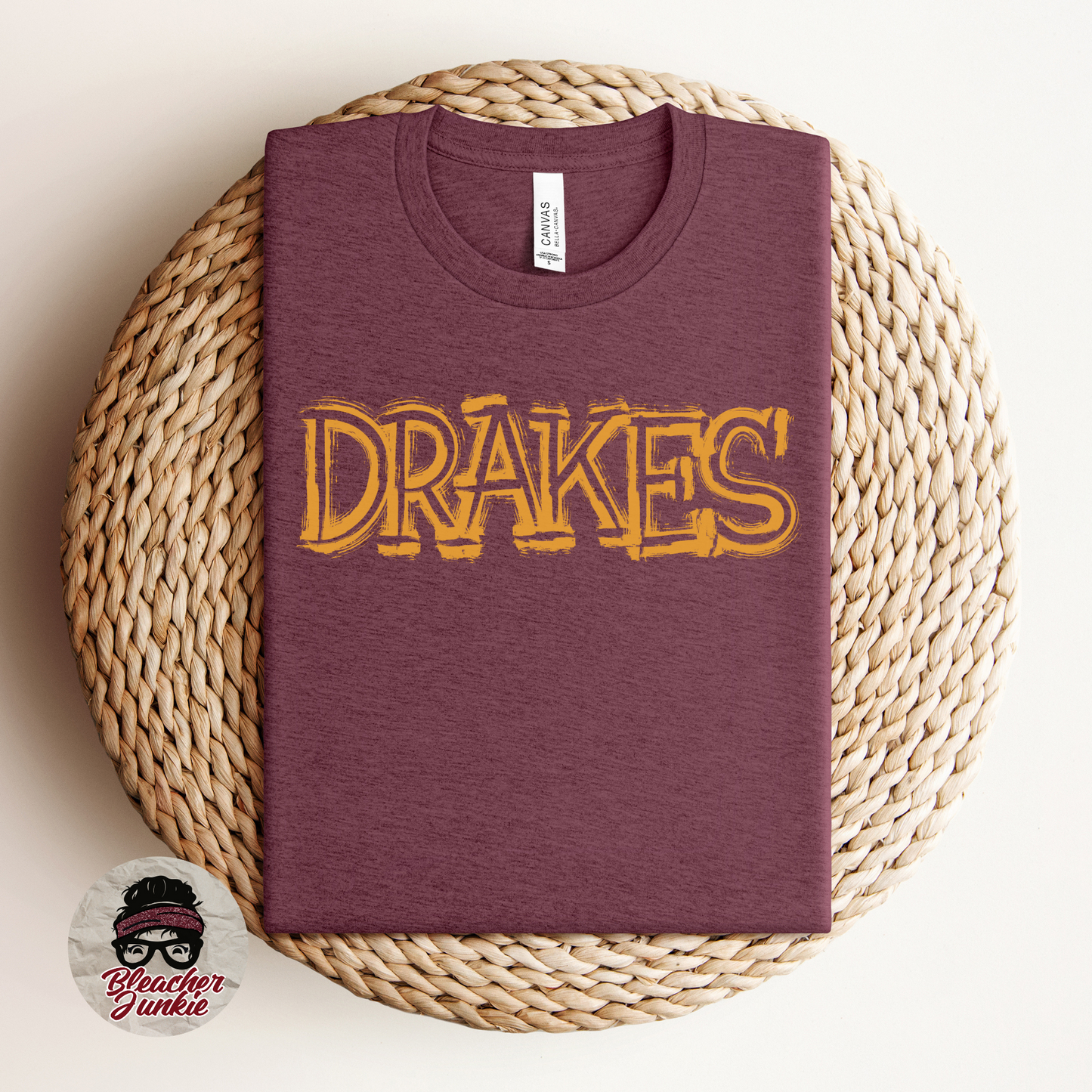 Scratched DRAKES Mascot Shirt, Crewneck, or Hoodie | Bella Canvas 3001CVC Tee, 3901 Sweatshirt, 3719 Hoodie | School Spirit Wear for Game Day