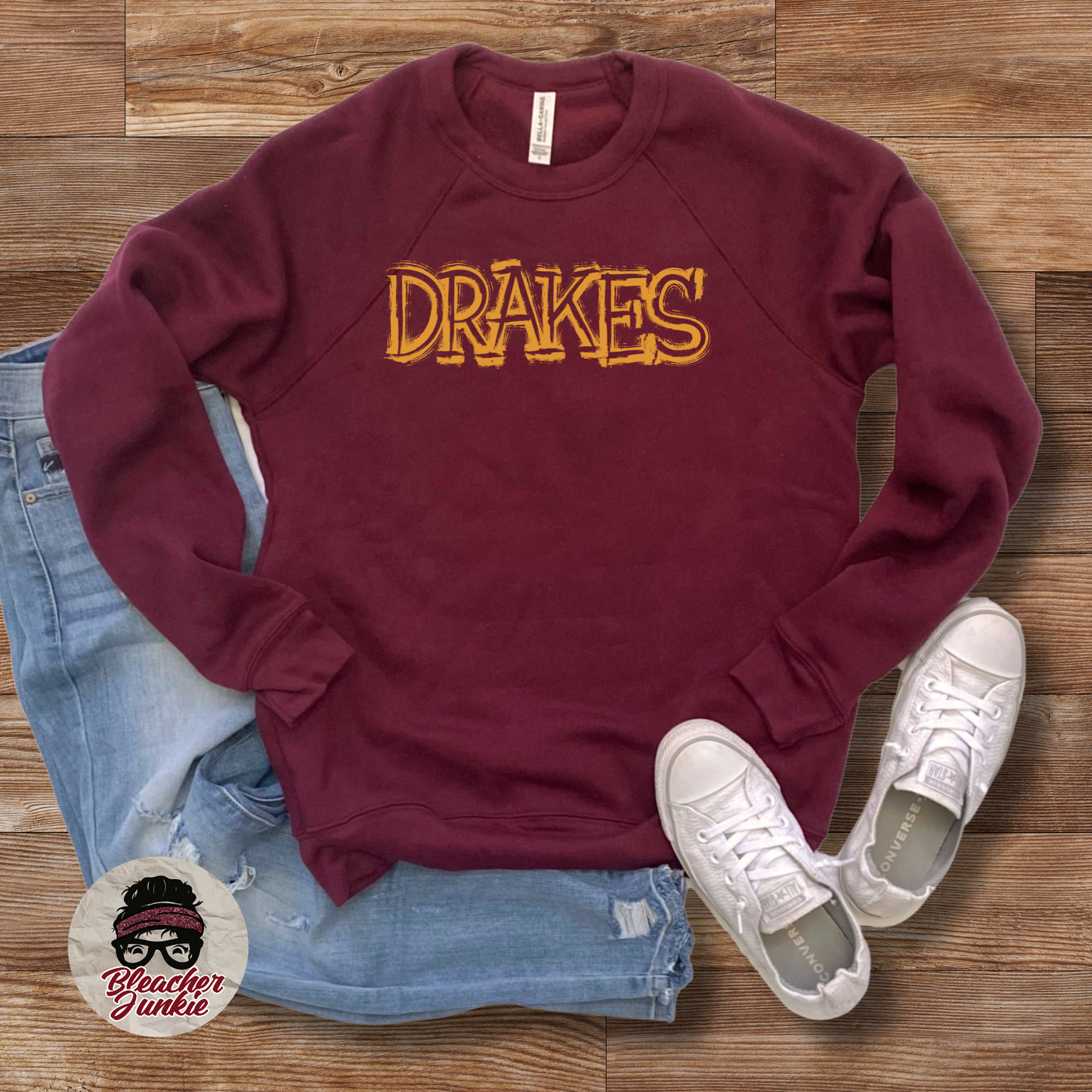 Scratched DRAKES Mascot Shirt, Crewneck, or Hoodie | Bella Canvas 3001CVC Tee, 3901 Sweatshirt, 3719 Hoodie | School Spirit Wear for Game Day