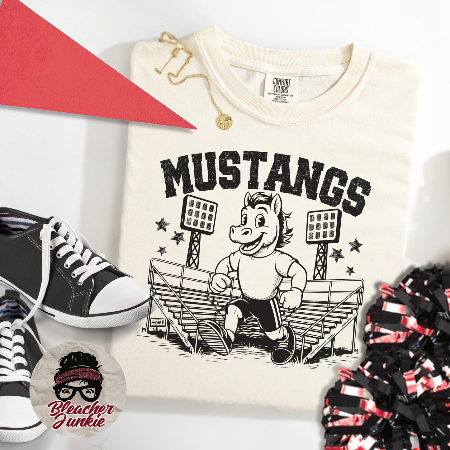 Mustangs Bleacher Shirt – High School Mascot Spirit Wear Tee