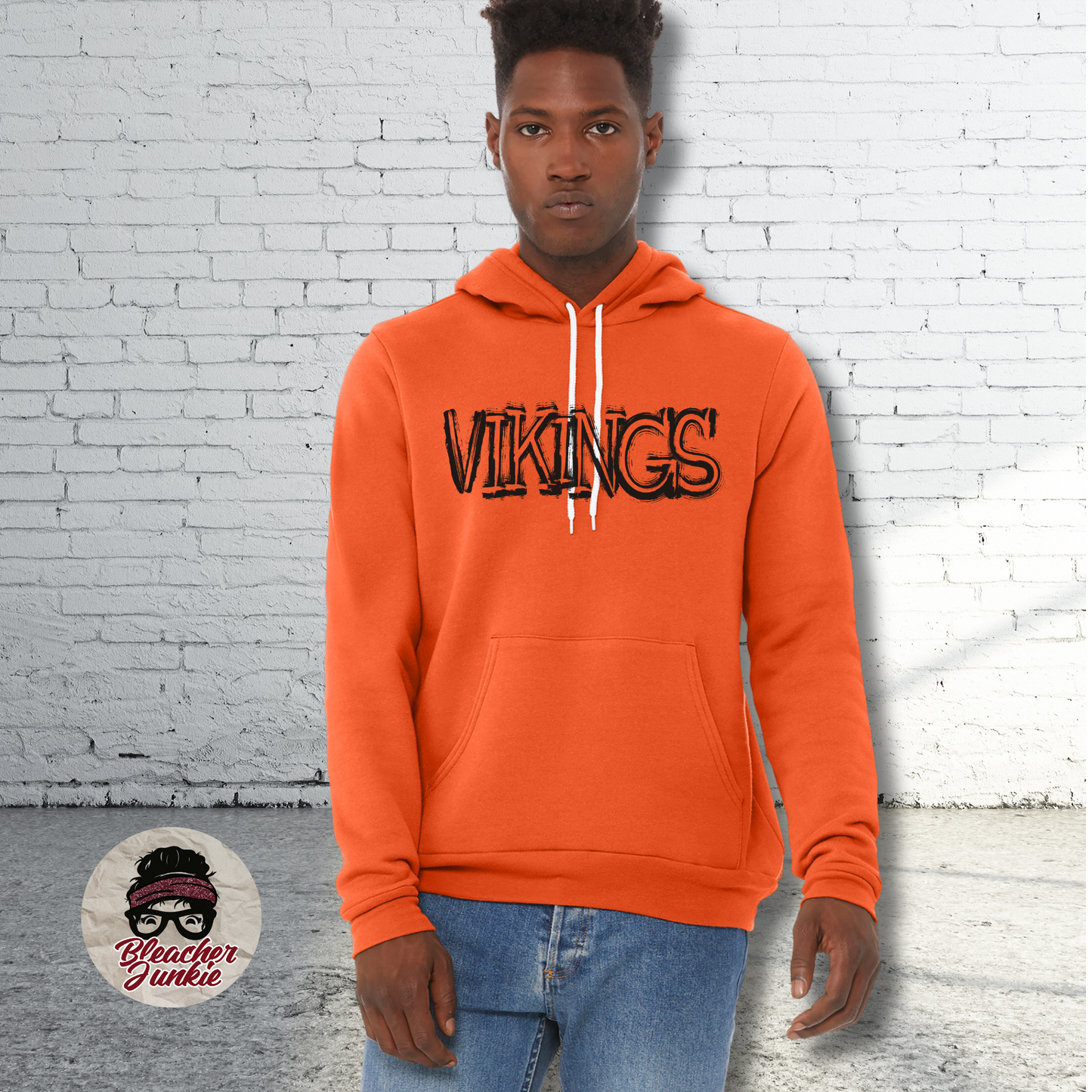 Scratched VIKINGS Mascot Shirt, Crewneck, or Hoodie | Bella Canvas 3001CVC Tee, 3901 Sweatshirt, 3719 Hoodie | School Spirit Wear for Game Day