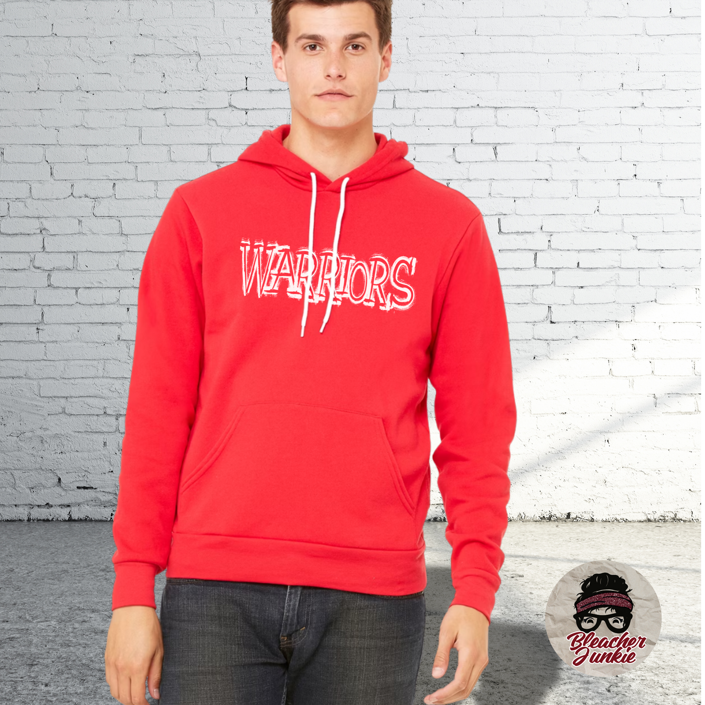 Scratched WARRIORS Mascot Shirt, Crewneck, or Hoodie | Bella Canvas 3001CVC Tee, 3901 Sweatshirt, 3719 Hoodie | School Spirit Wear for Game Day