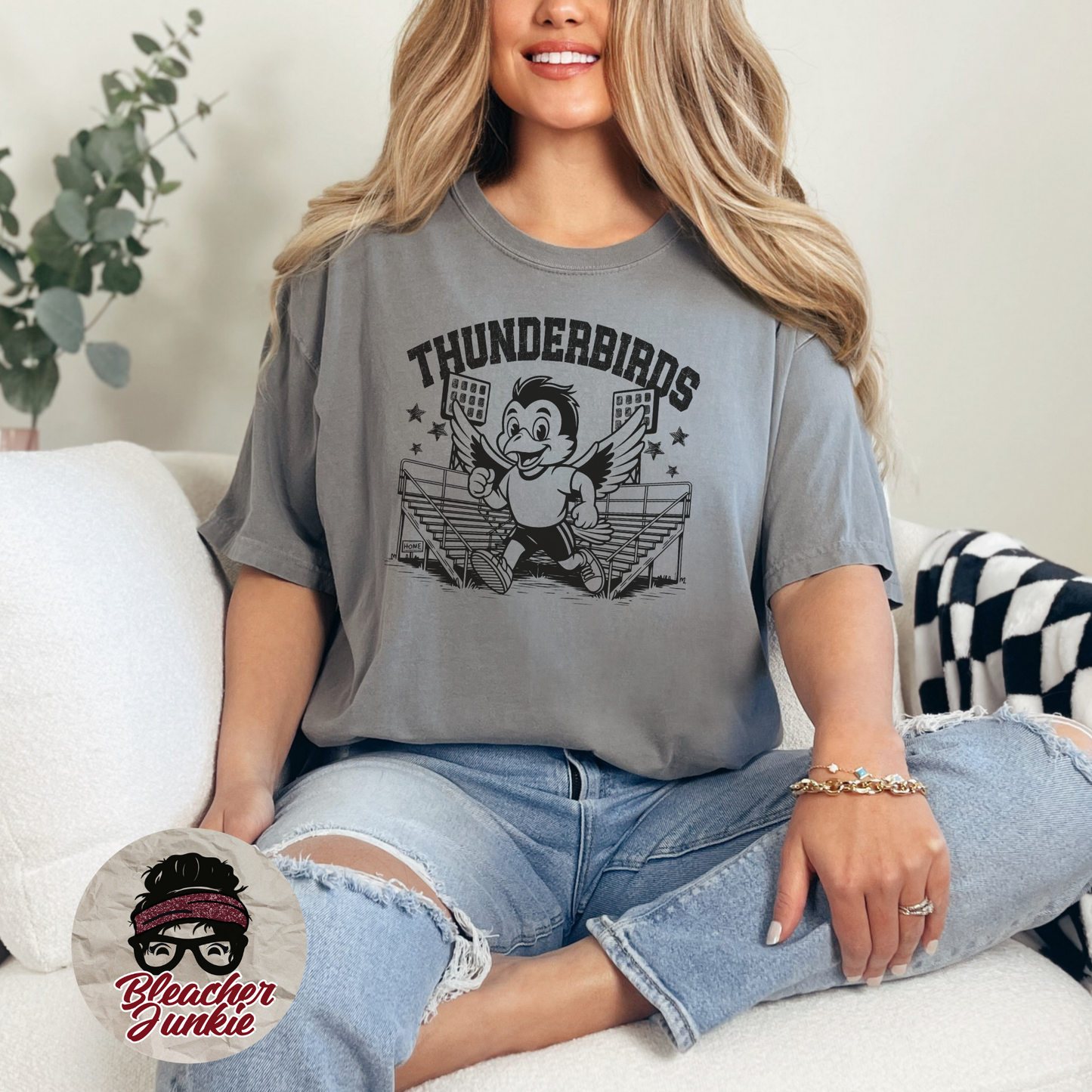 Thunderbirds Bleacher Shirt – High School Mascot Spirit Wear Tee