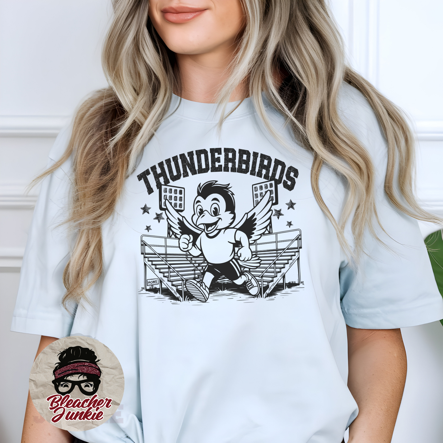 Thunderbirds Bleacher Shirt – High School Mascot Spirit Wear Tee