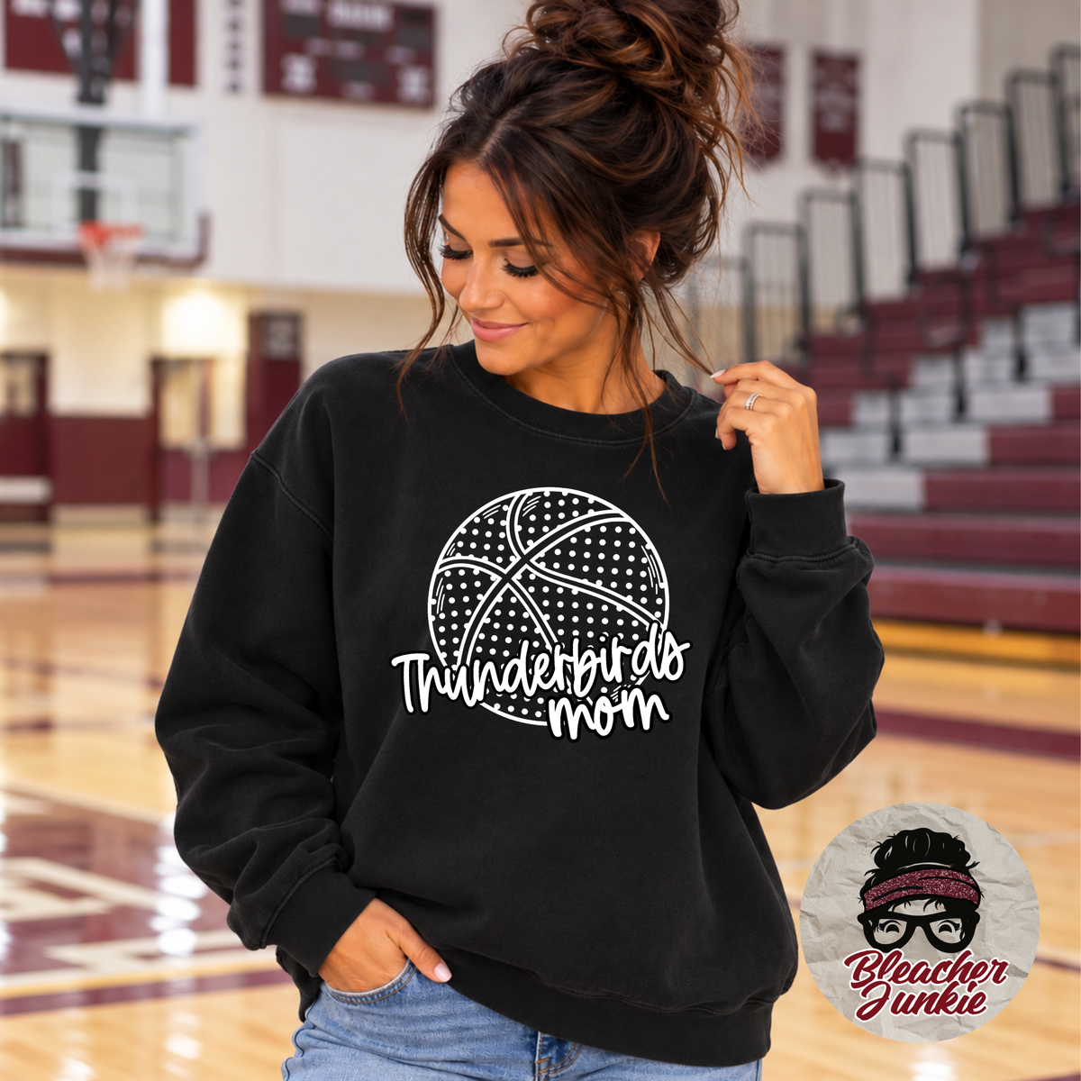 Thunderbirds Basketball Crewneck Sweatshirt | Thunderbirds Mom Spirit Wear | PC78