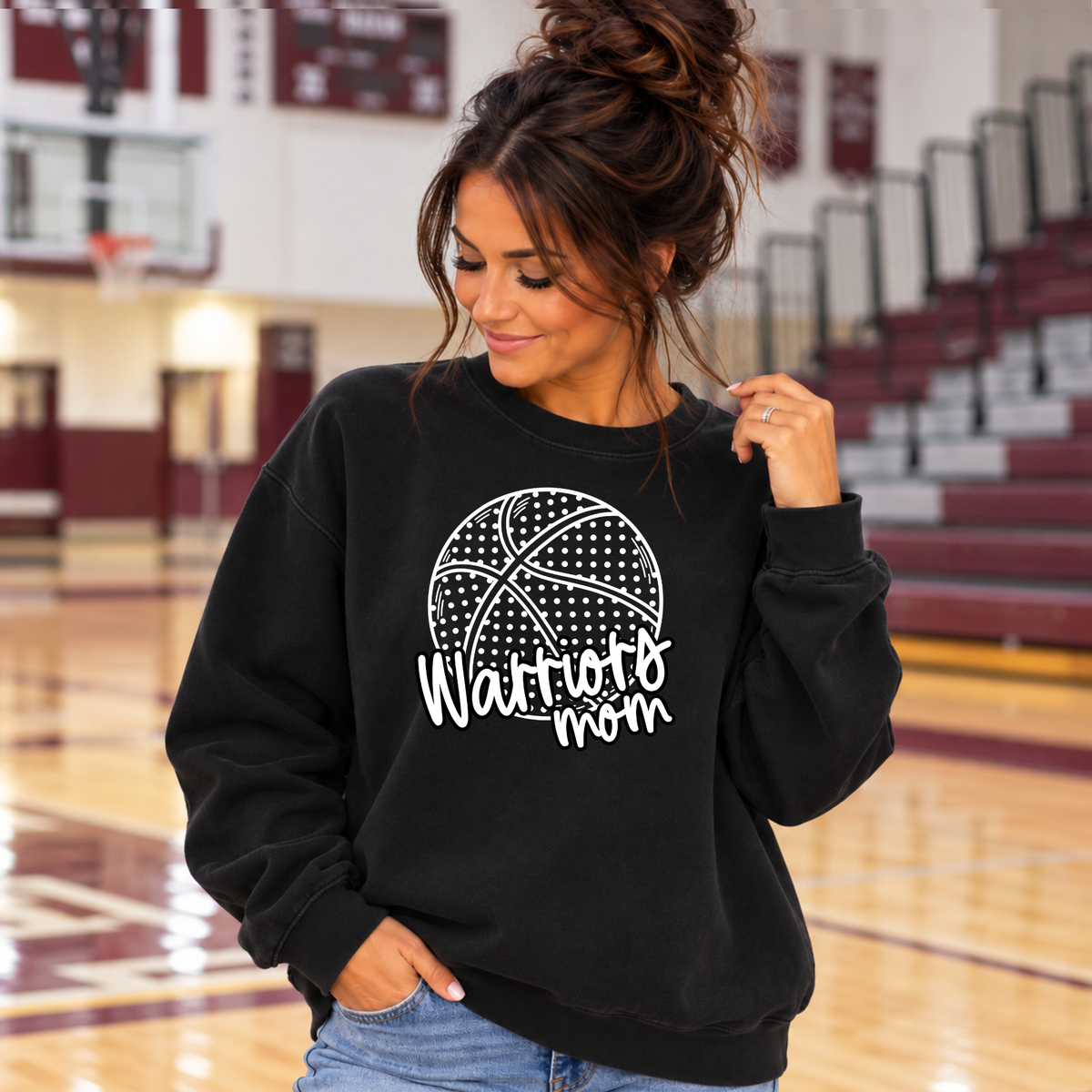 Warriors Basketball Crewneck Sweatshirt | Warriors Mom Spirit Wear | PC78