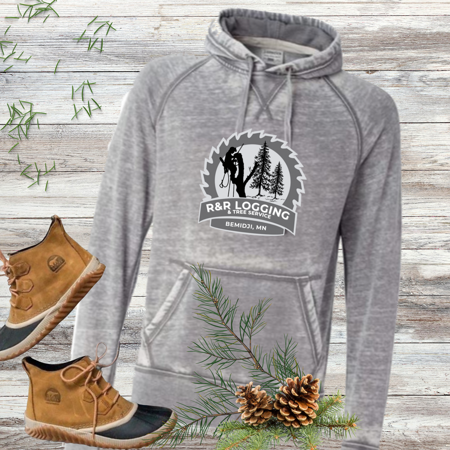 *R&R Logging & Trees Service Vintage Fleece Hooded Sweatshirt