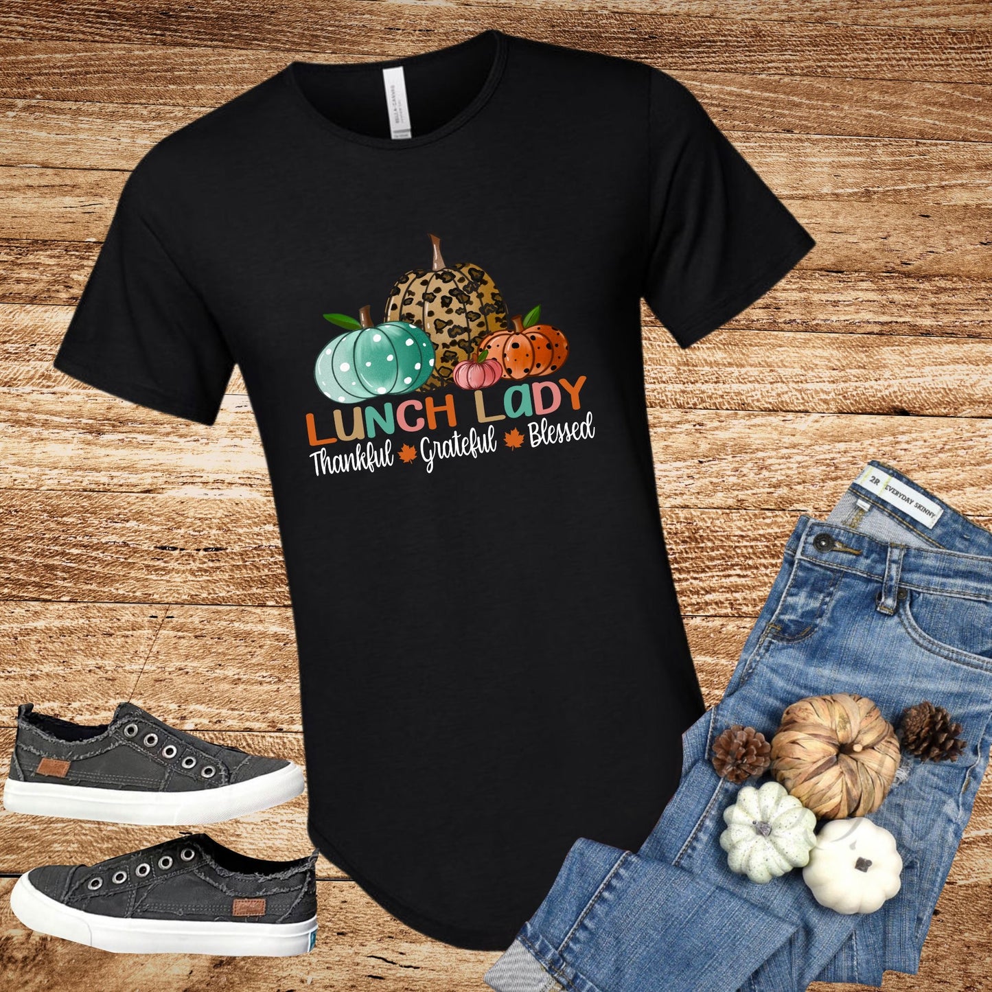 Curved Hem-Gradetful Lunch Lady T-Shirt