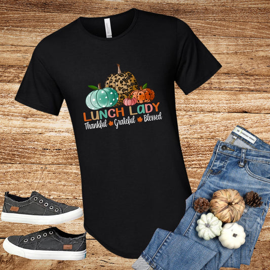 Curved Hem-Gradetful Lunch Lady T-Shirt