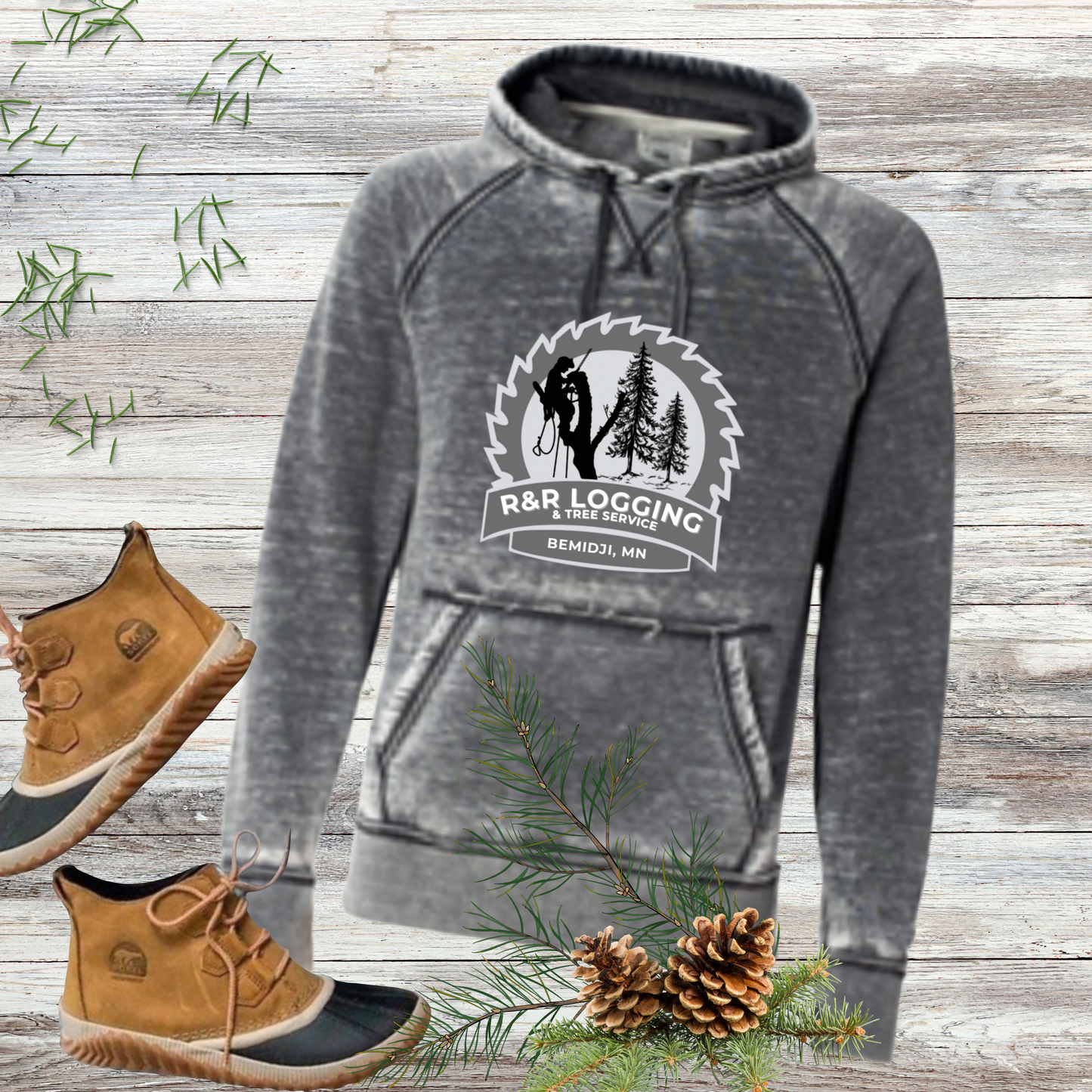 *R&R Logging & Trees Service Vintage Fleece Hooded Sweatshirt