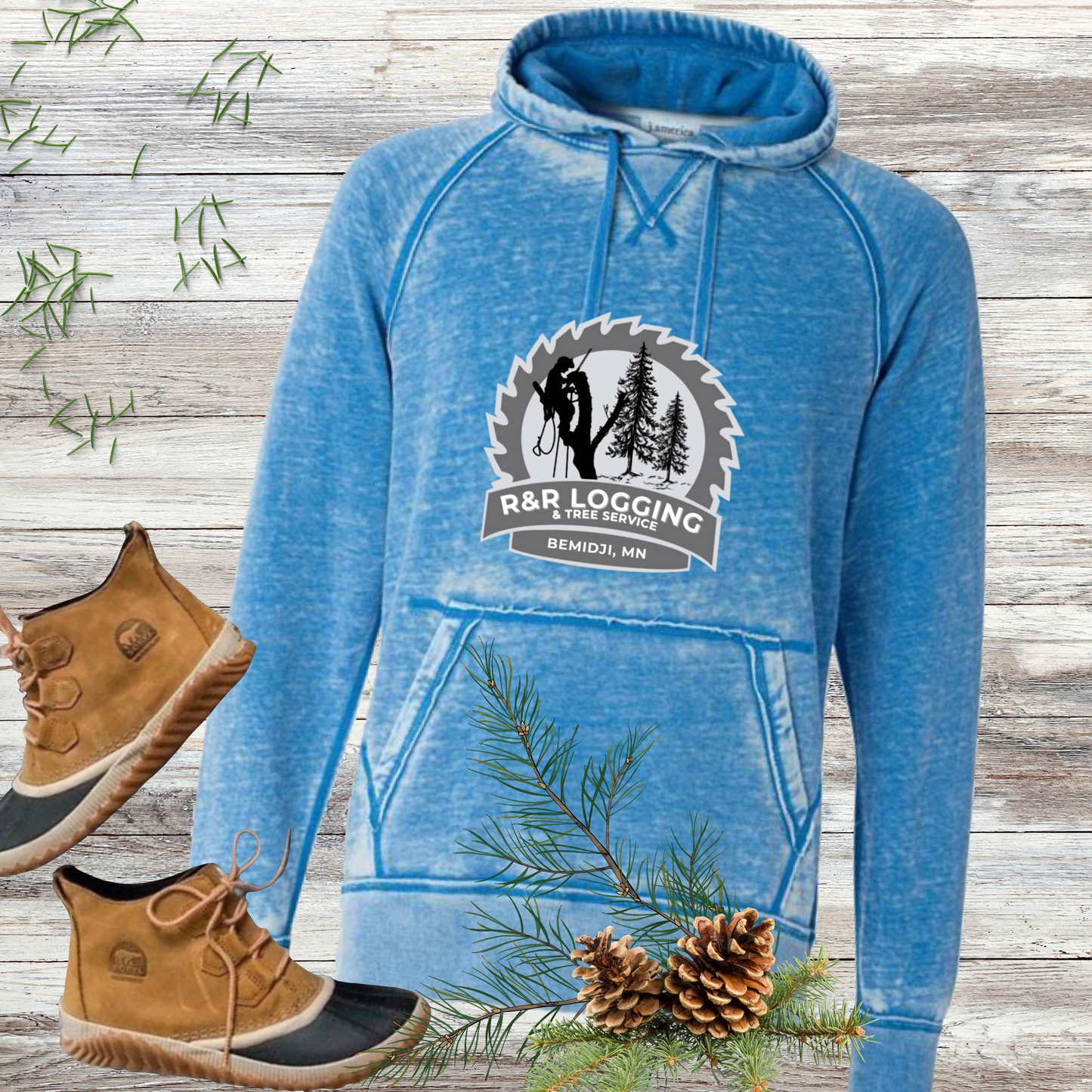 *R&R Logging & Trees Service Vintage Fleece Hooded Sweatshirt