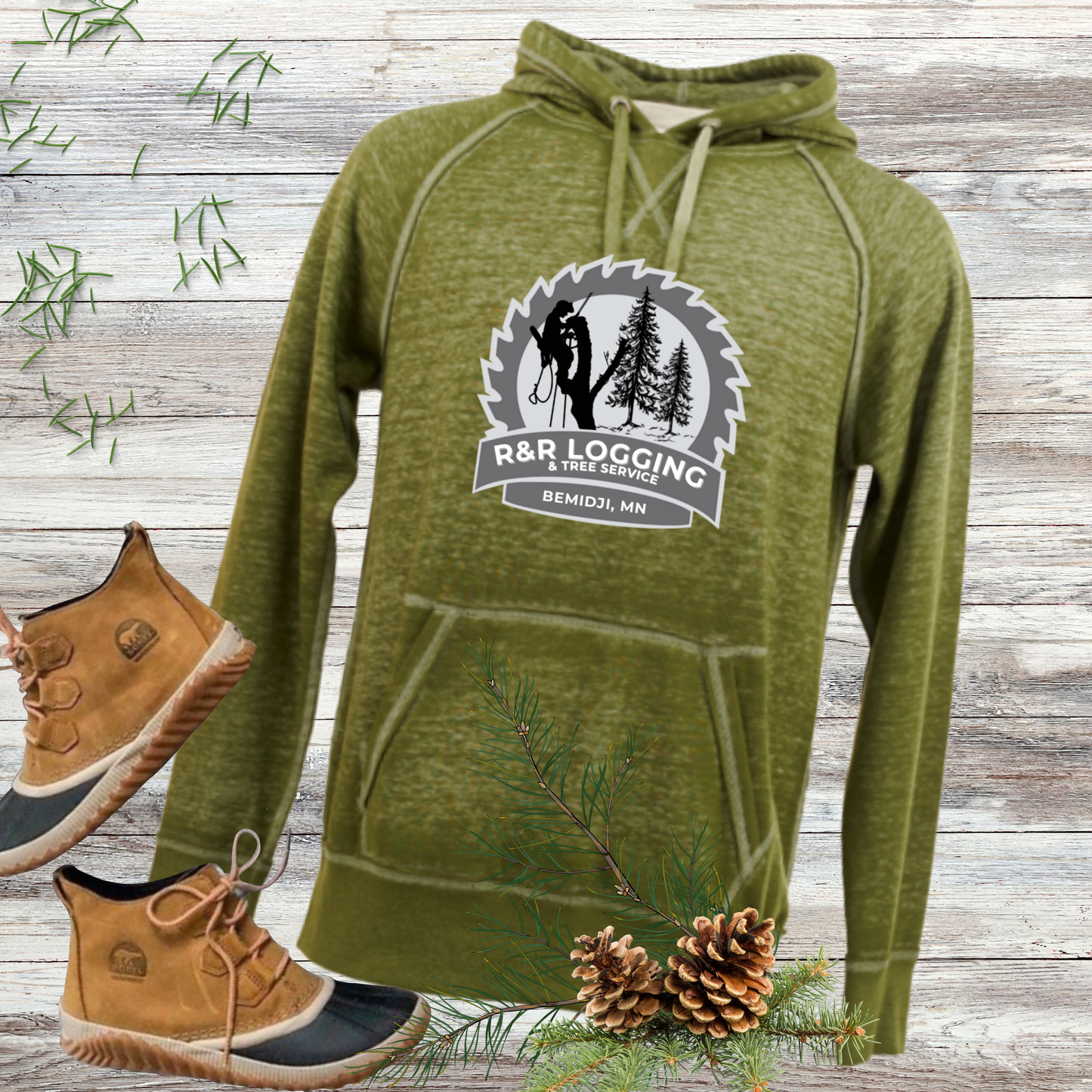 *R&R Logging & Trees Service Vintage Fleece Hooded Sweatshirt