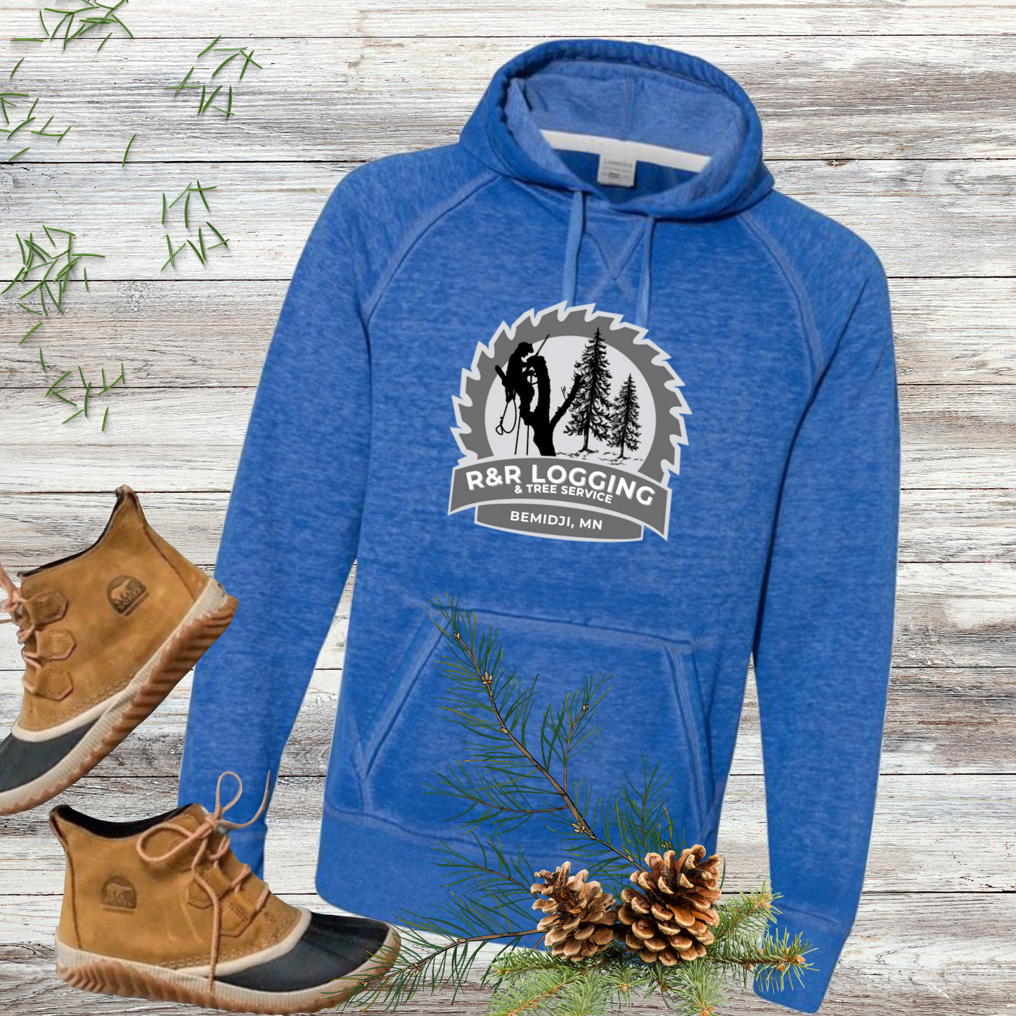 *R&R Logging & Trees Service Vintage Fleece Hooded Sweatshirt