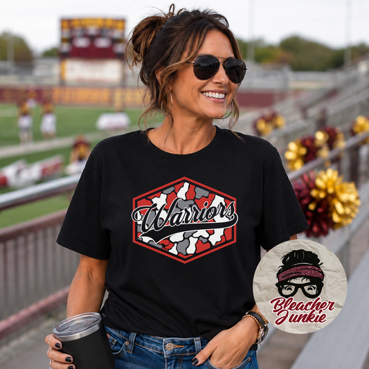 Red Warriors Camo Spirit Wear | Bella+Canvas T-Shirt or Hoodie | Warriors Game Day Apparel