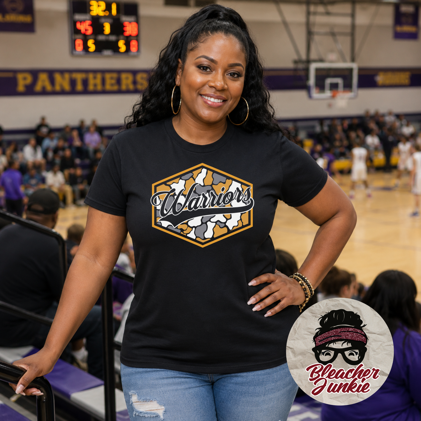 Yellow Warriors Camo Spirit Wear | Bella+Canvas T-Shirt or Hoodie | Warriors Game Day Apparel
