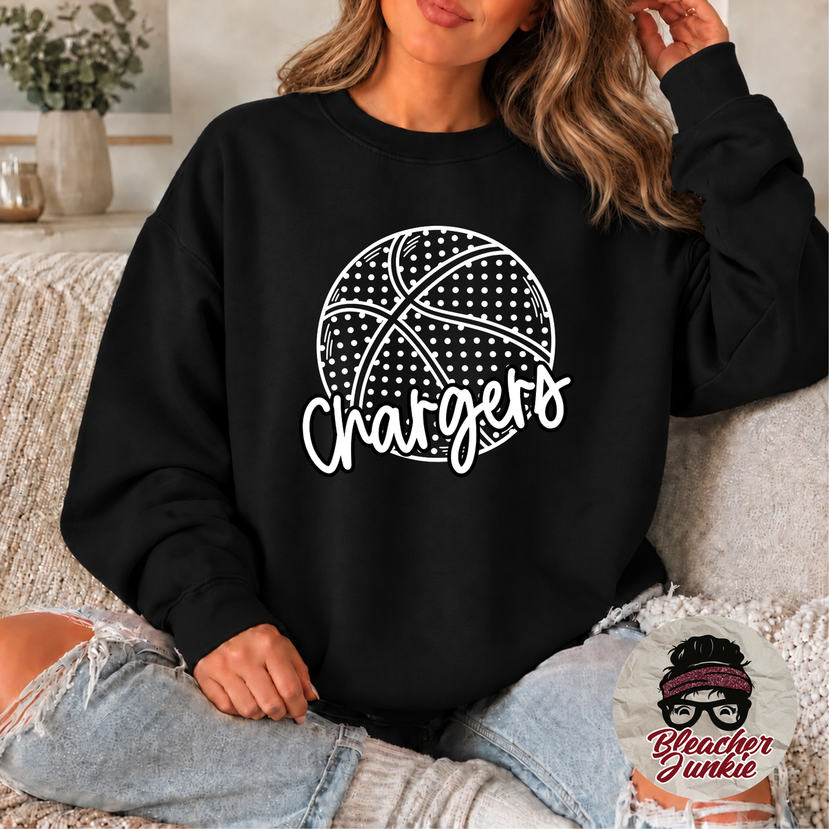 Chargers Basketball Crewneck Sweatshirt | Chargers Mom Spirit Wear | PC78
