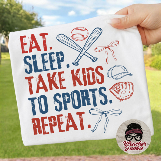Eat. Sleep. Take Kids to Sports. Repeat. Comfort Colors 1717 Garment-Dyed T-Shirt