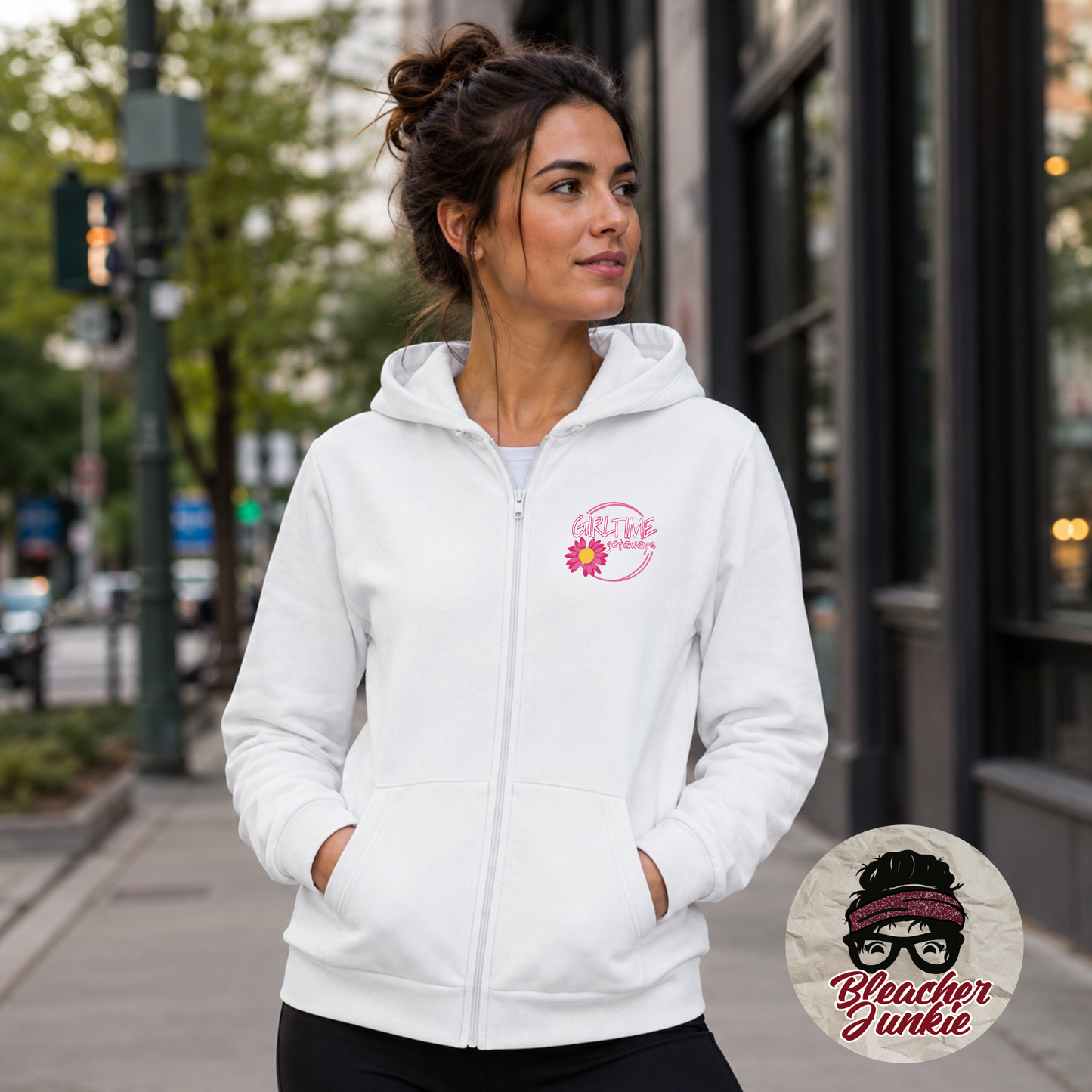 GIRLTIME GETAWAYS-White Zip Up