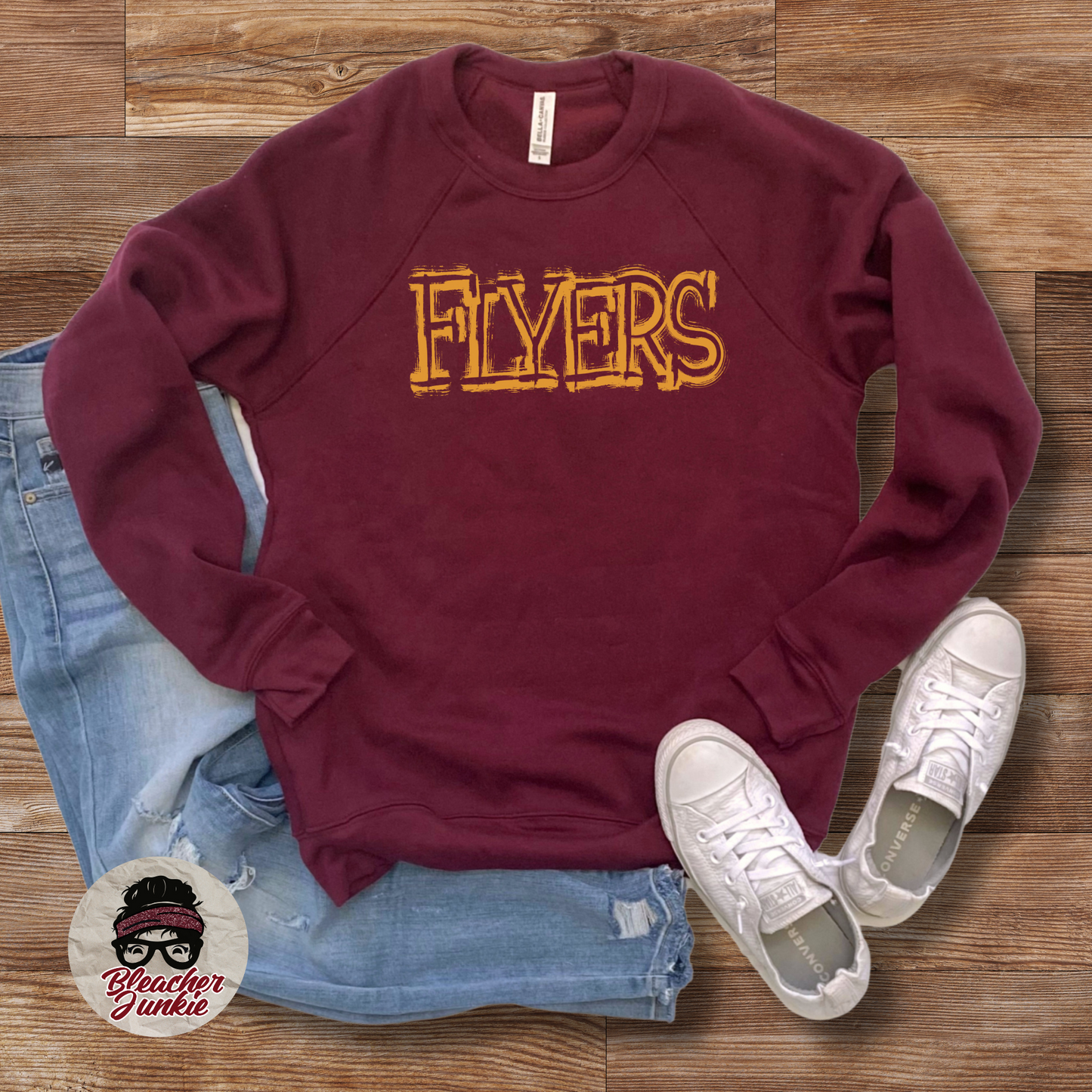 Scratched Flyers Mascot Shirt, Crewneck, or Hoodie | Bella Canvas 3001CVC Tee, 3901 Sweatshirt, 3719 Hoodie | School Spirit Wear for Game Day