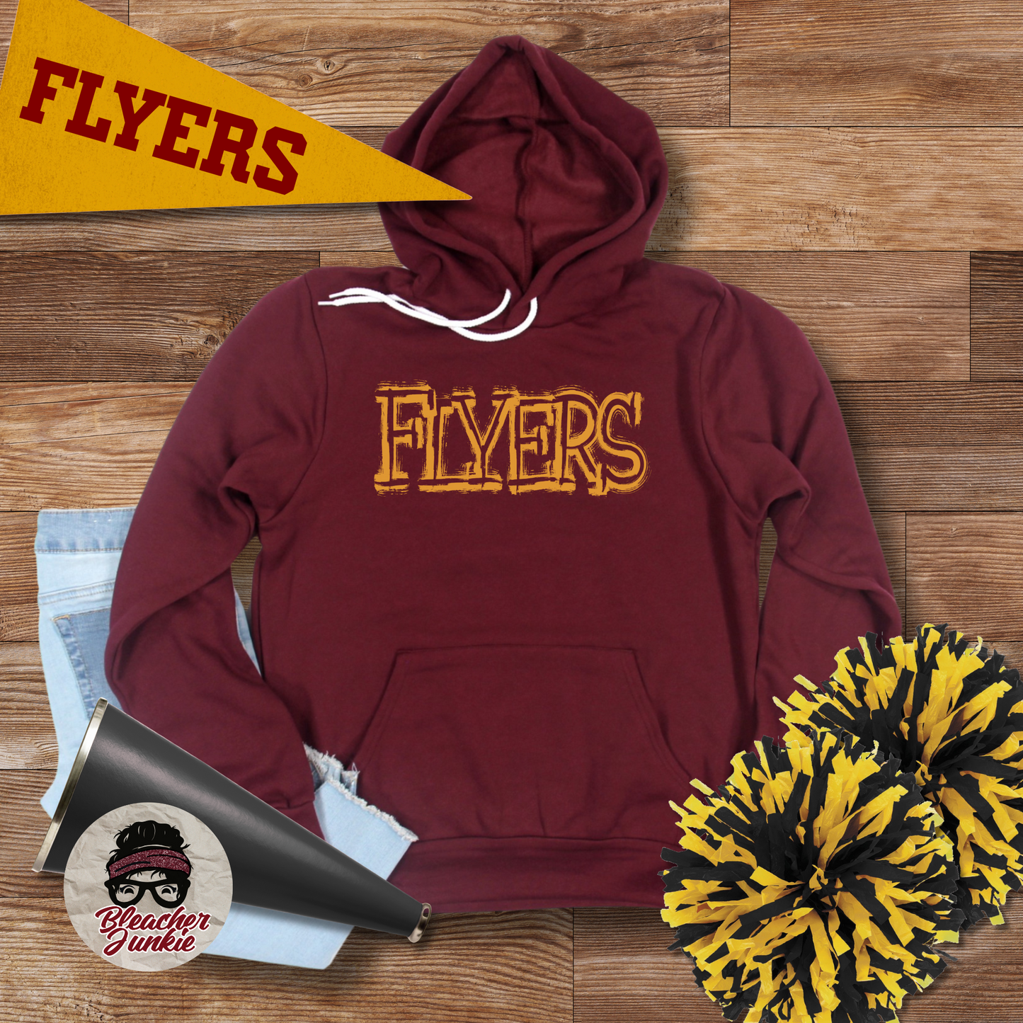 Scratched Flyers Mascot Shirt, Crewneck, or Hoodie | Bella Canvas 3001CVC Tee, 3901 Sweatshirt, 3719 Hoodie | School Spirit Wear for Game Day