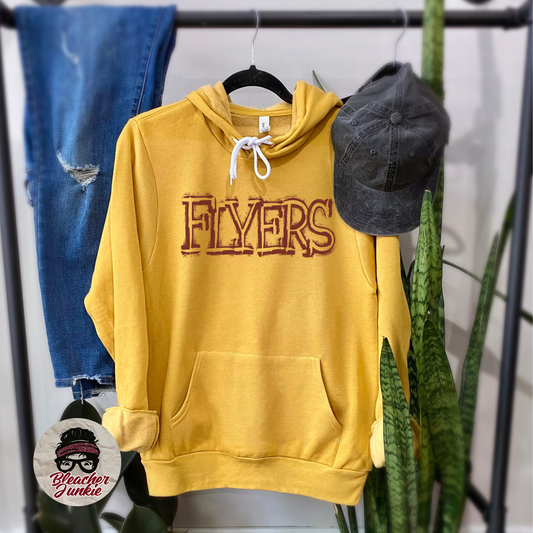Scratched Flyers Mascot Shirt, Crewneck, or Hoodie | Bella Canvas 3001CVC Tee, 3901 Sweatshirt, 3719 Hoodie | School Spirit Wear for Game Day