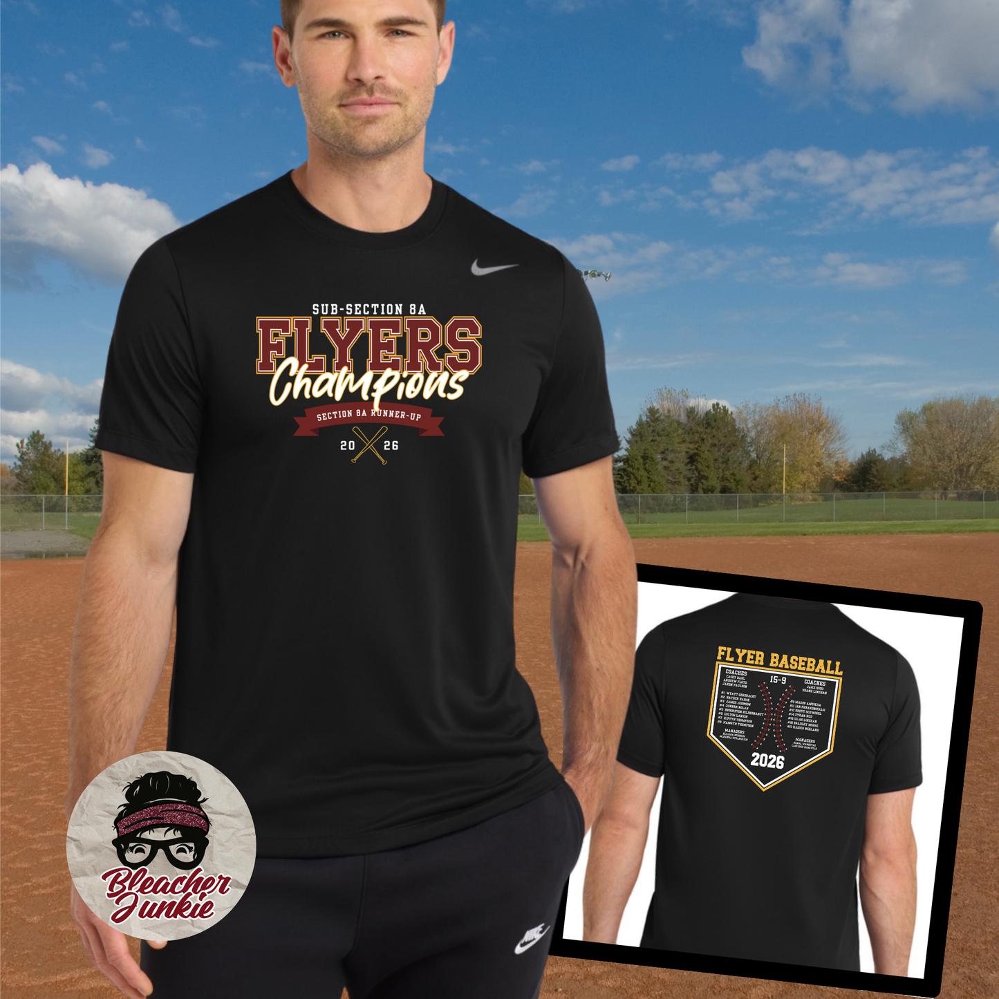 2026 Bagley Flyer Baseball Sub-Section 8A Champion Shirt