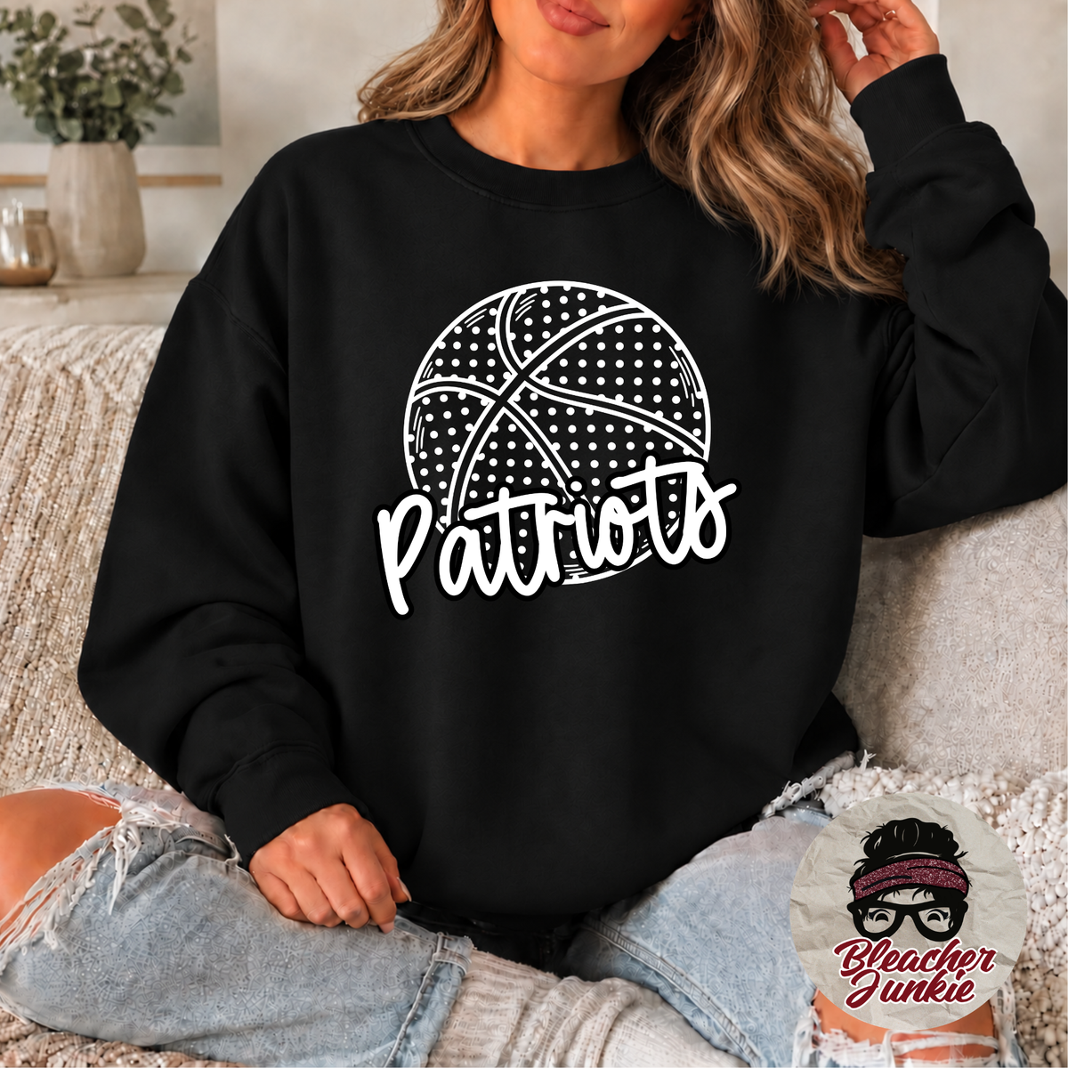 Patriots Basketball Crewneck Sweatshirt | Patriots Mom Spirit Wear | PC78