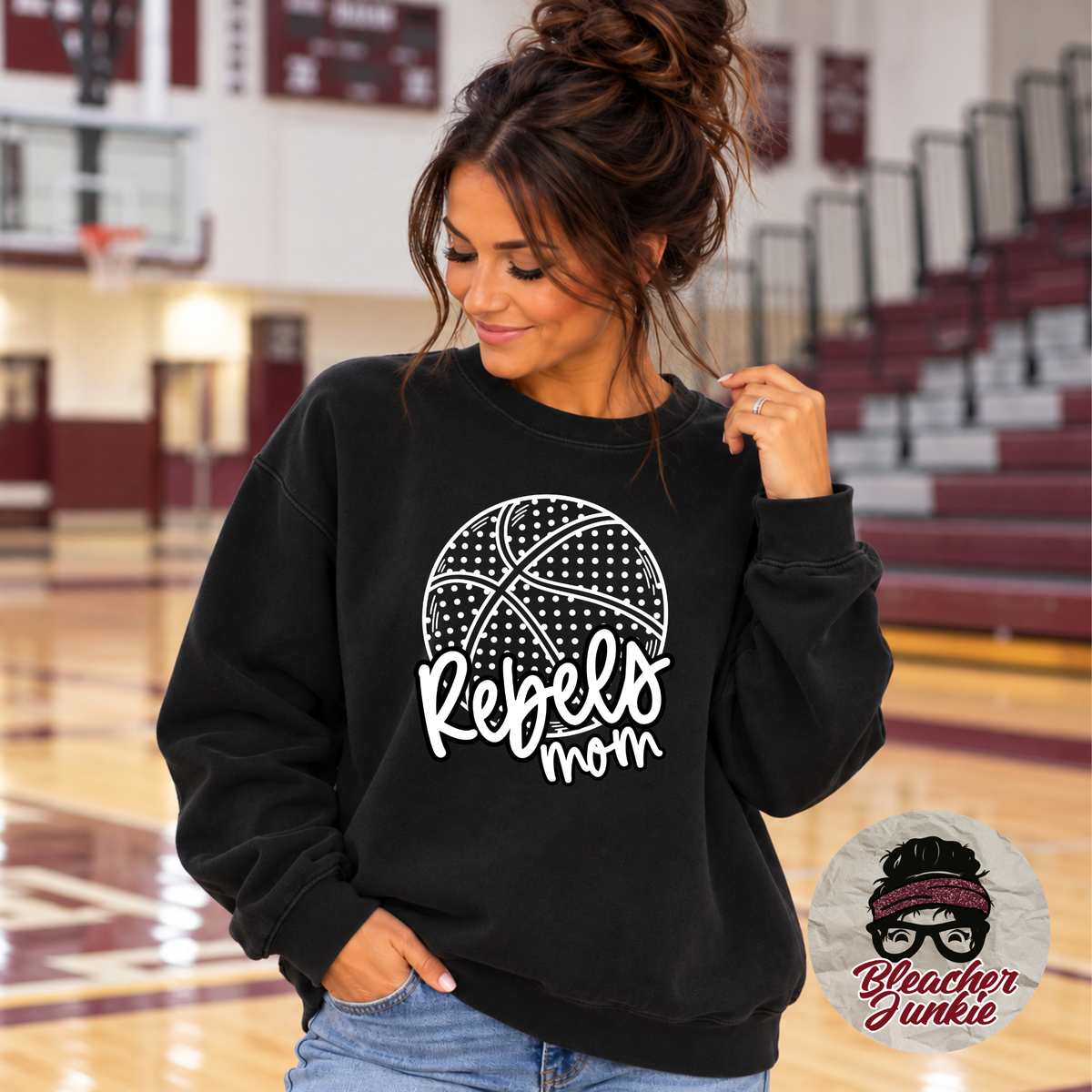 Rebels Basketball Crewneck Sweatshirt | Rebels Mom Spirit Wear | PC78