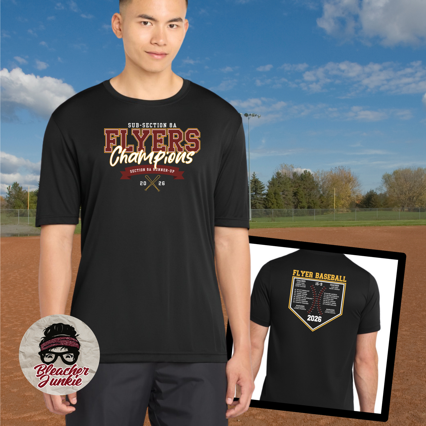 2026 Bagley Flyer Baseball Sub-Section 8A Champion Shirt