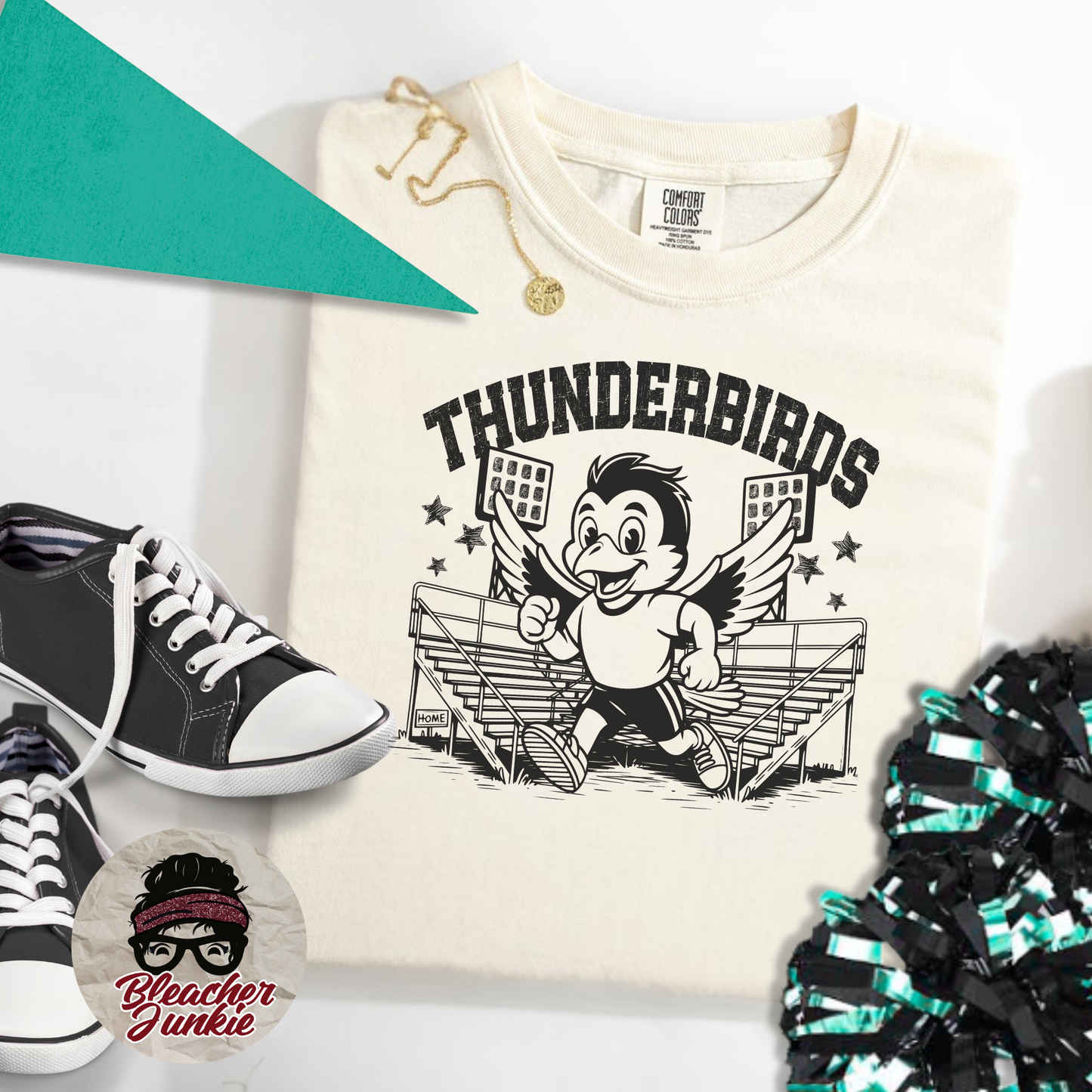 Thunderbirds Bleacher Shirt – High School Mascot Spirit Wear Tee