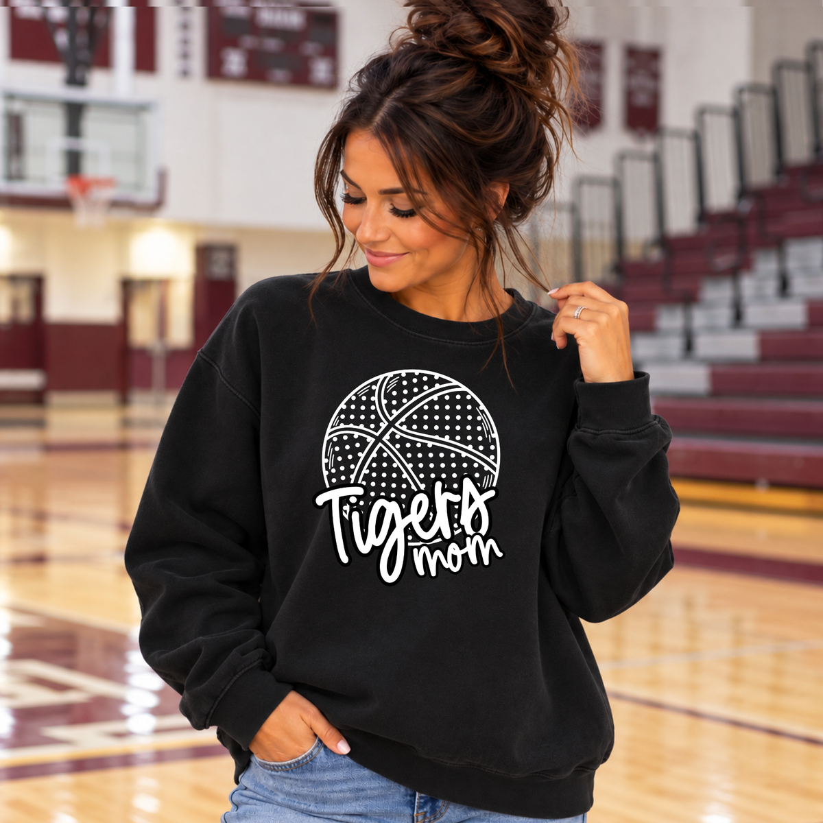Tigers Basketball Crewneck Sweatshirt | Tigers Mom Spirit Wear | PC78