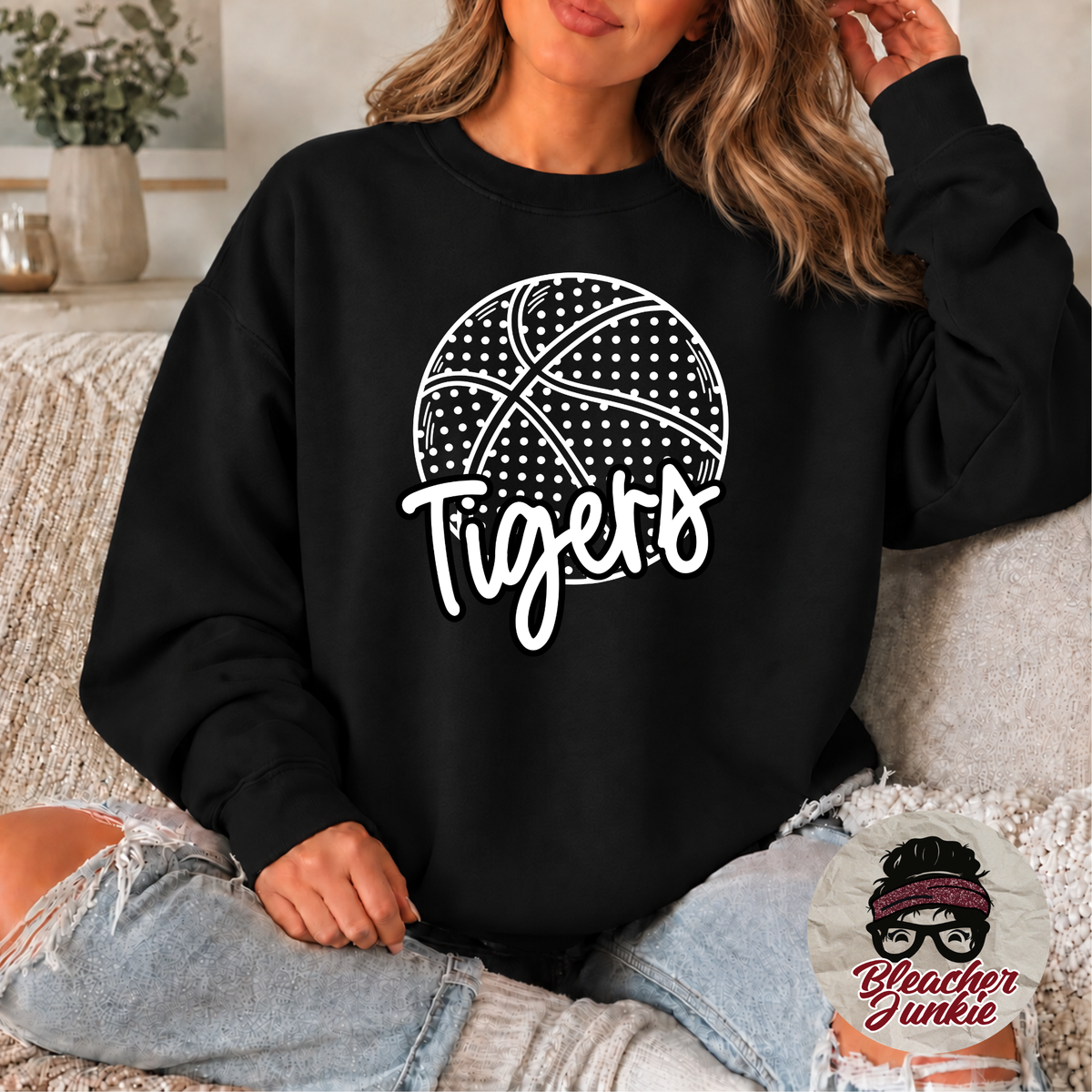Tigers Basketball Crewneck Sweatshirt | Tigers Mom Spirit Wear | PC78
